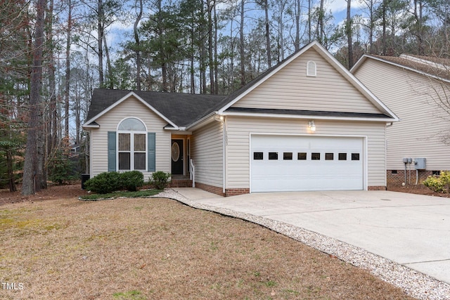 1603 Stonegate S, Sanford, NC 27332 - single story home featuring roof with shingles, an attached garage, and concrete driveway