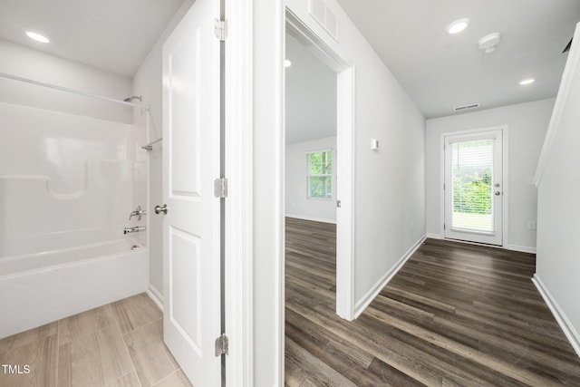3025 Castle Loch Ln, Durham, NC 27703 - corridor featuring baseboards, recessed lighting, and wood finished floors