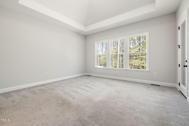 50 Gadwall Ct, Zebulon, NC 27597 - carpeted empty room featuring baseboards, visible vents, and a raised ceiling