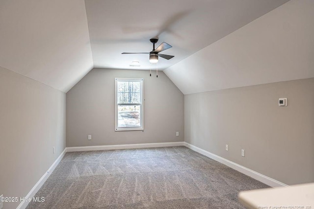 190 Love Grove Church Rd, West End, NC 27376 - additional living space with a ceiling fan, carpet floors, baseboards, and lofted ceiling