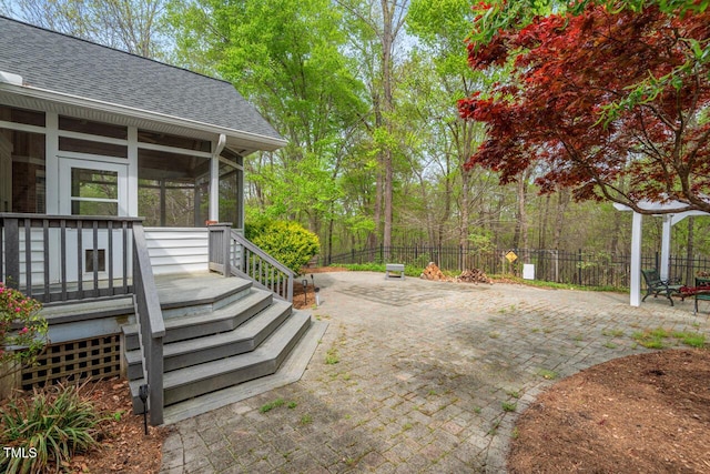 5900 Orchid Valley Rd, Raleigh, NC 27613 - view of yard featuring a sunroom and a patio area