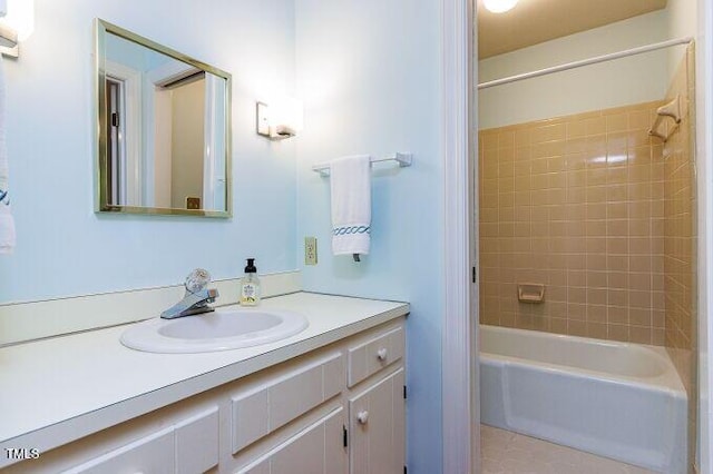 3005 Woodgreen Dr, Raleigh, NC 27607 - bathroom featuring vanity, shower / bath combination, and tile patterned flooring
