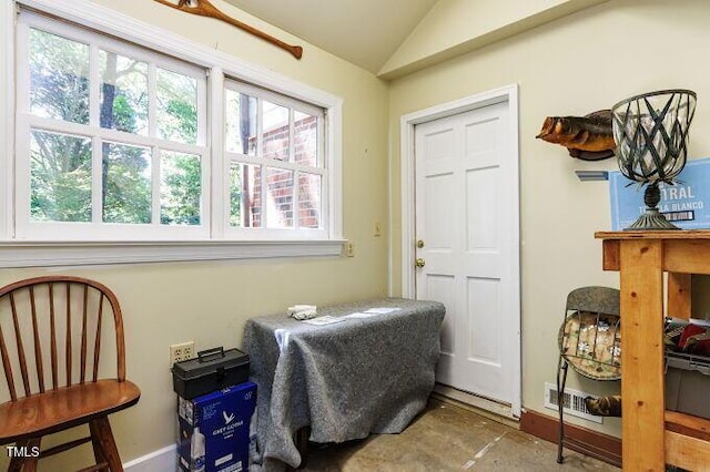 3005 Woodgreen Dr, Raleigh, NC 27607 - entrance foyer with lofted ceiling and concrete floors