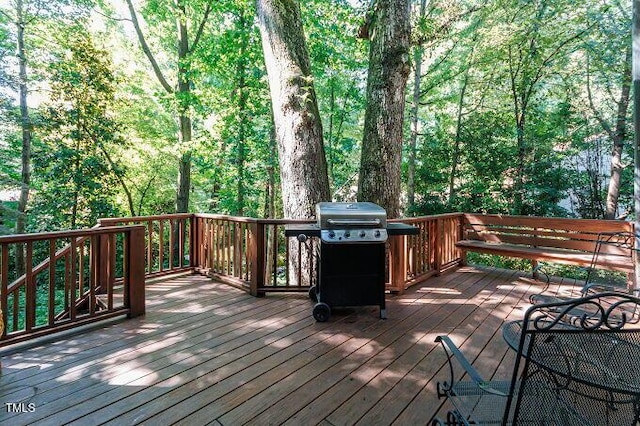 3005 Woodgreen Dr, Raleigh, NC 27607 - wooden terrace with grilling area