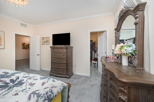 1030 Thoughtful Spot Ln, Durham, NC 27703 - bedroom featuring crown molding, light colored carpet, and baseboards