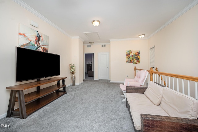 1030 Thoughtful Spot Ln, Durham, NC 27703 - carpeted living area featuring ornamental molding and baseboards