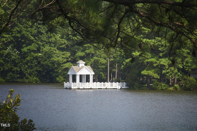 75 Eltham, Rocky Mount, NC 27804 - water view featuring a gazebo and a heavily wooded area