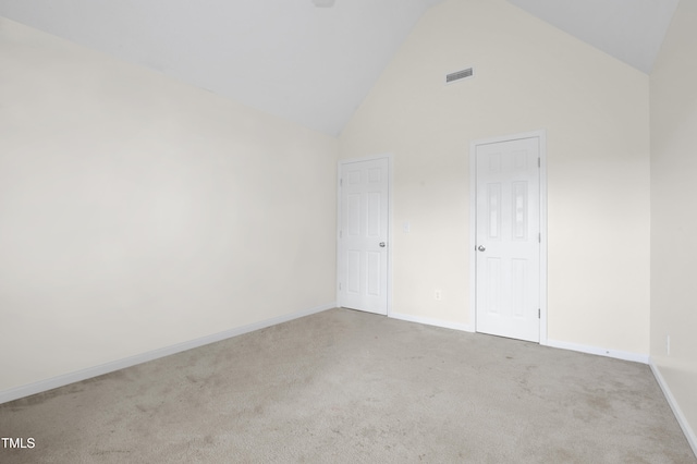 5824 Lady Way, Hope Mills, NC 28348 - carpeted spare room featuring baseboards, visible vents, and high vaulted ceiling