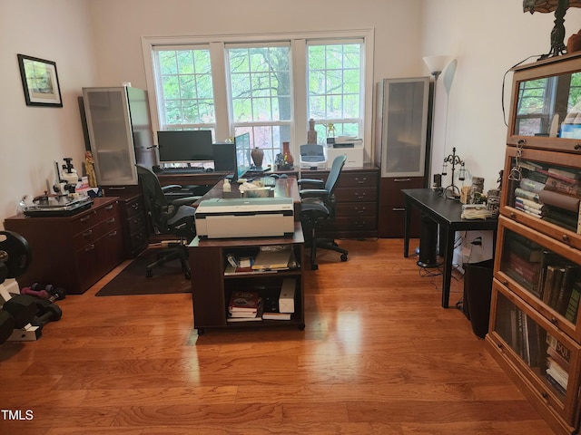 office space with a wealth of natural light and wood finished floors