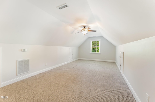 315 Copper Ridge Dr, Sanford, NC 27330 - bonus room with a ceiling fan, visible vents, vaulted ceiling, and baseboards