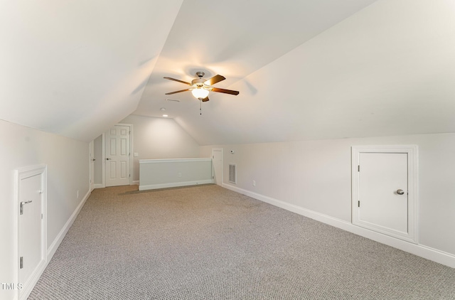 315 Copper Ridge Dr, Sanford, NC 27330 - bonus room with light colored carpet, a ceiling fan, vaulted ceiling, and baseboards