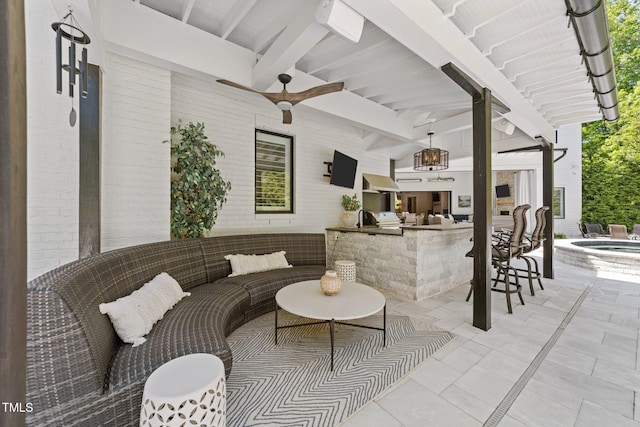 1208 Hunting Ridge Rd, Raleigh, NC 27615 - view of patio / terrace with exterior kitchen, outdoor lounge area, and an in-ground hot tub