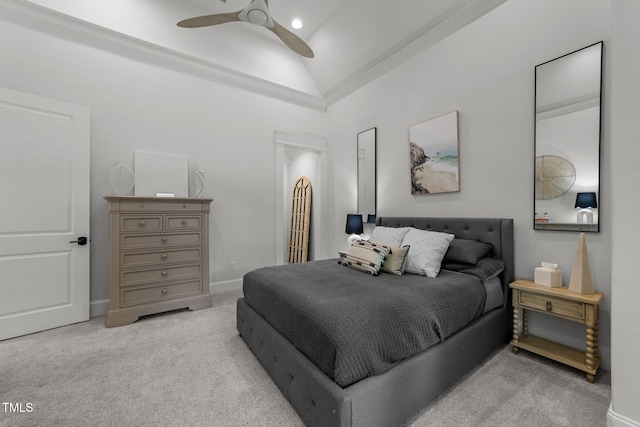 1208 Hunting Ridge Rd, Raleigh, NC 27615 - carpeted bedroom with lofted ceiling, ceiling fan, and baseboards