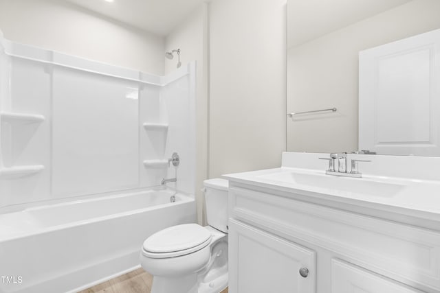 605 Silverado Sunset Loop, Wendell, NC 27591 - bathroom with toilet, vanity, shower / bath combination, and wood finished floors