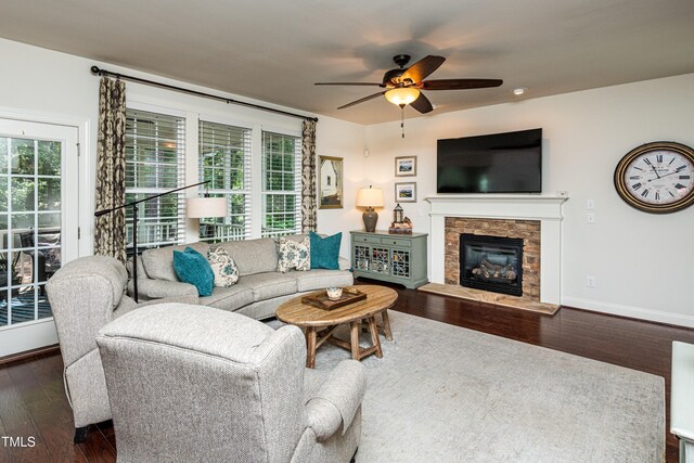 2739 Elderberry Ln, Apex, NC 27539 - living area featuring ceiling fan, hardwood / wood-style flooring, and plenty of natural light