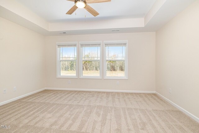 300 Tuscany Cir, Princeton, NC 27569 - spare room featuring a tray ceiling, light carpet, and baseboards