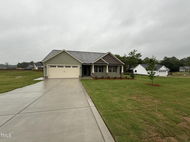 141 Ruskin Dr, Smithfield, NC 27577 - view of front of home with an attached garage, a front lawn, concrete driveway, and board and batten siding