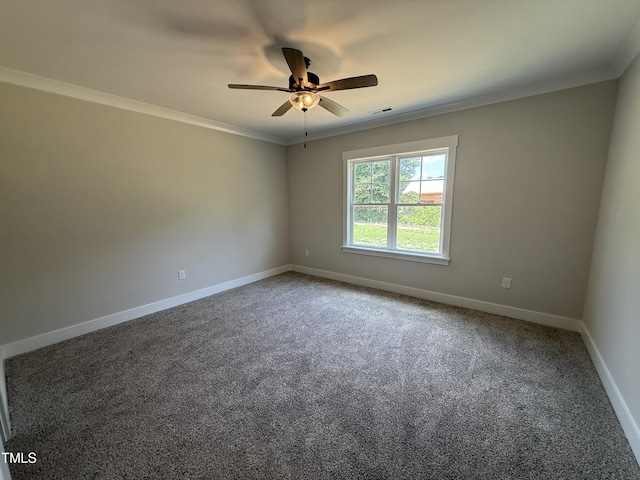 28 Bailey-Boykin Rd, Selma, NC 27576 - unfurnished room featuring a ceiling fan, carpet floors, and ornamental molding
