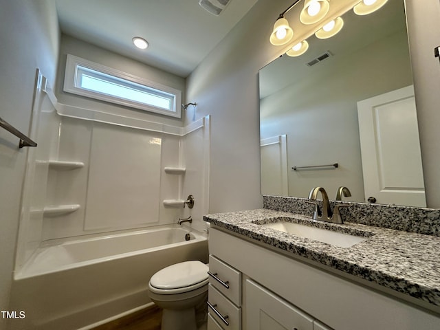 3912 Origin Dr, Bailey, NC 27807 - full bathroom with vanity, toilet, shower / bathtub combination, and wood finished floors