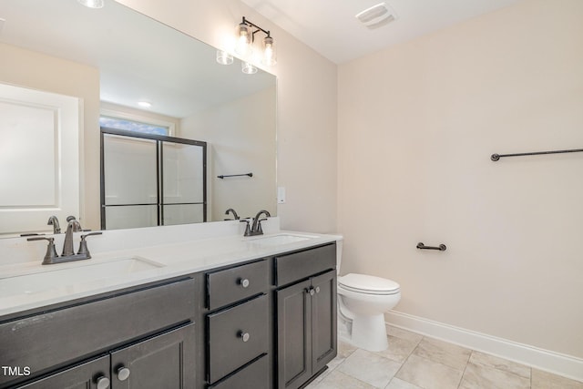 18 Bonnybrook Ct, Selma, NC 27576 - full bathroom featuring double vanity and a shower with shower door