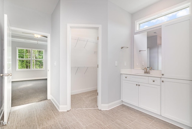 98 Laramie Ln, Selma, NC 27576 - bathroom featuring plenty of natural light, vanity, and a walk in closet
