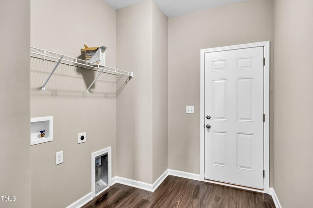 3027 Wesley Farm Ln, Sophia, NC 27350 - laundry area with dark wood-style flooring, washer hookup, baseboards, laundry area, and hookup for an electric dryer
