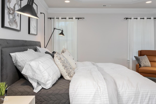 1053 Beechcraft Dr Unit 124, Mebane, NC 27302 - bedroom featuring visible vents, crown molding, and recessed lighting