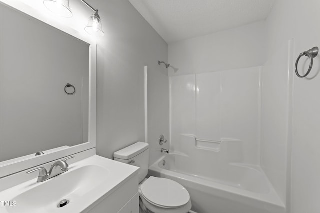 5408 Rivercrest Dr, Youngsville, NC 27596 - bathroom with toilet, vanity, bathtub / shower combination, and a textured ceiling