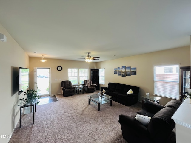 303 Fortress Dr, Morrisville, NC 27560 - living area featuring carpet flooring and ceiling fan