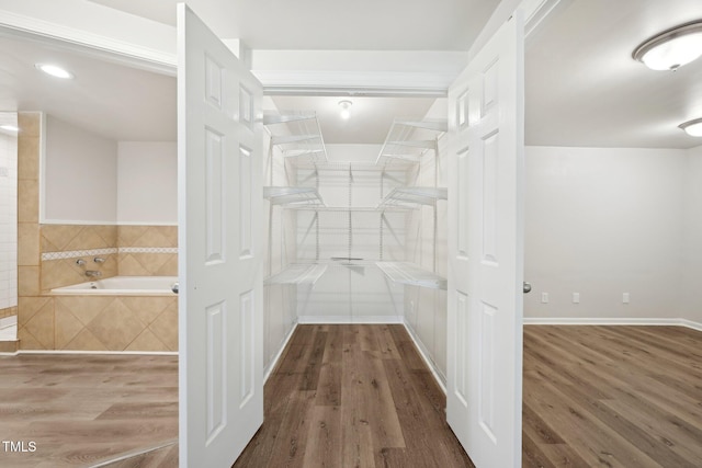 spacious closet featuring wood finished floors