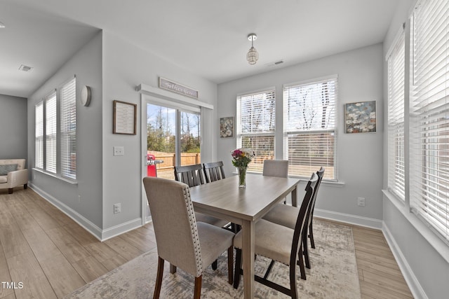1408 Weavers Trace Dr, Zebulon, NC 27597 - dining area featuring baseboards, light wood-style flooring, and a healthy amount of sunlight