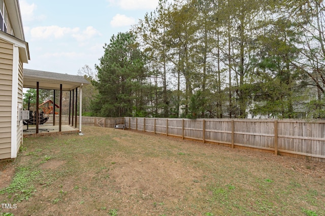 view of yard featuring a fenced backyard