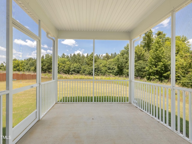 view of unfurnished sunroom