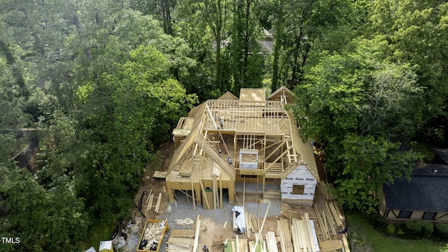 5205 Quail Meadows Dr, Raleigh, NC 27609 - view from above of property with a heavily wooded area