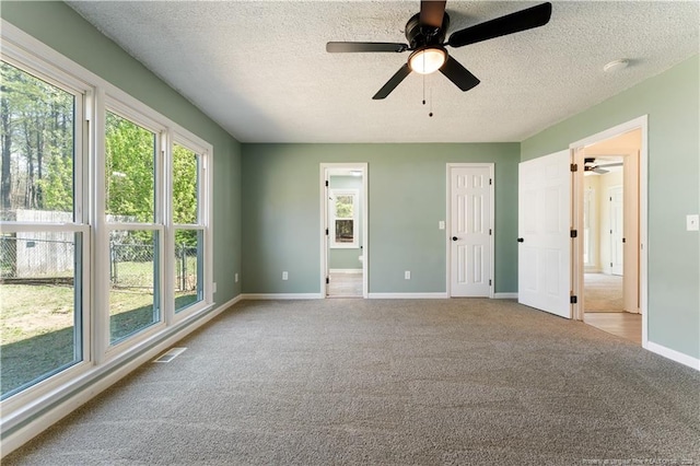 131 Windsor Ln, Raeford, NC 28376 - unfurnished bedroom with carpet floors, multiple windows, baseboards, a textured ceiling, and ensuite bathroom