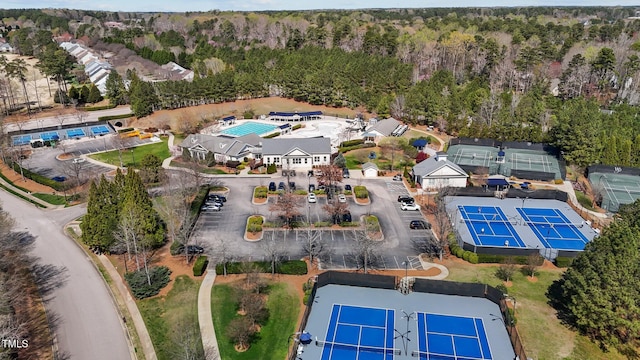 aerial view with a forest view