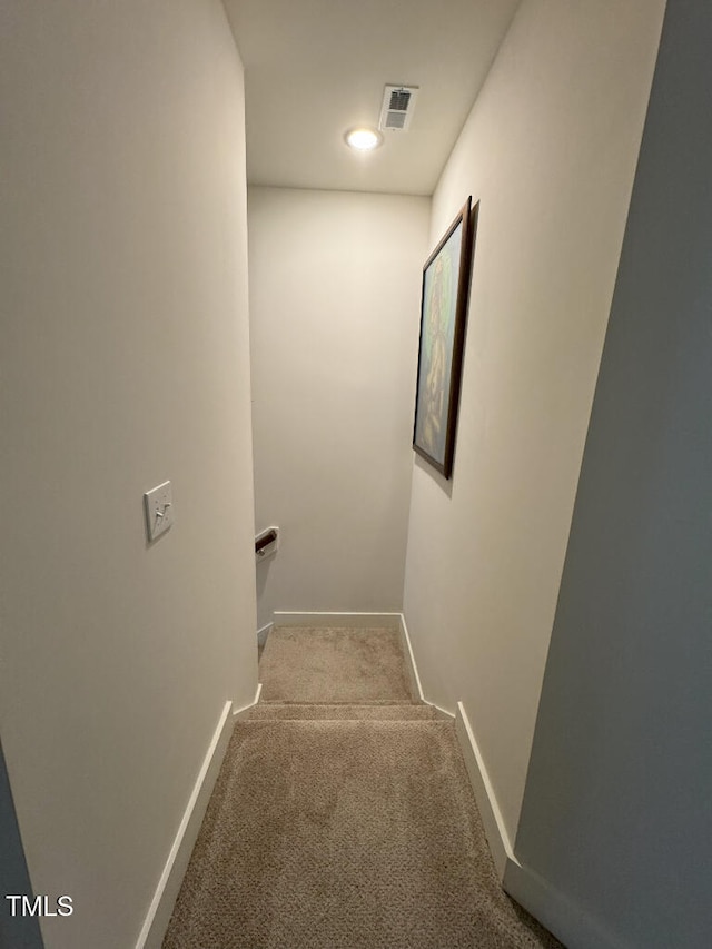 829 S Franklin St, Wake Forest, NC 27587 - hall featuring baseboards, visible vents, and carpet flooring