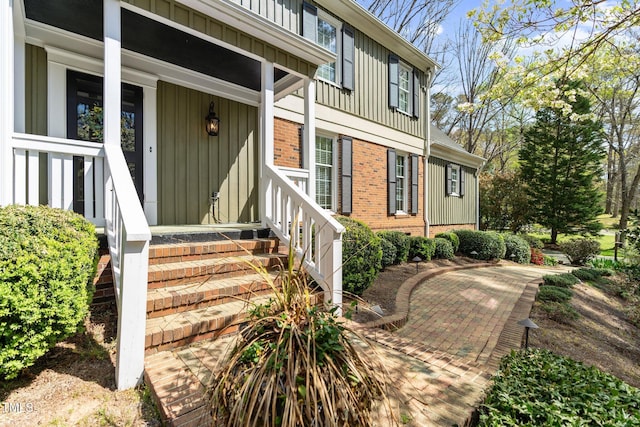 1302 Hermitage Rd, Sanford, NC 27330 - entrance to property with board and batten siding and brick siding