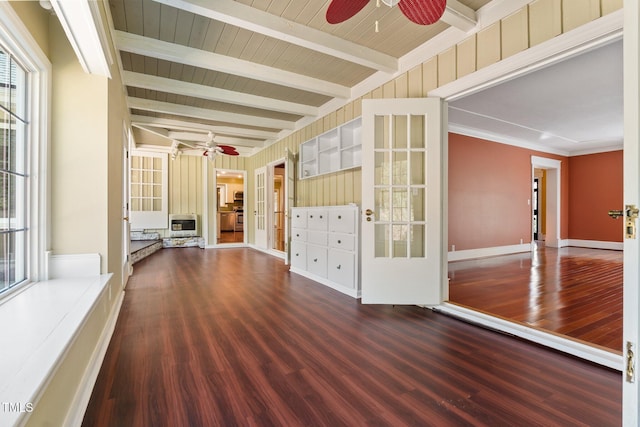 1302 Hermitage Rd, Sanford, NC 27330 - unfurnished living room featuring ceiling fan, plenty of natural light, and wood finished floors