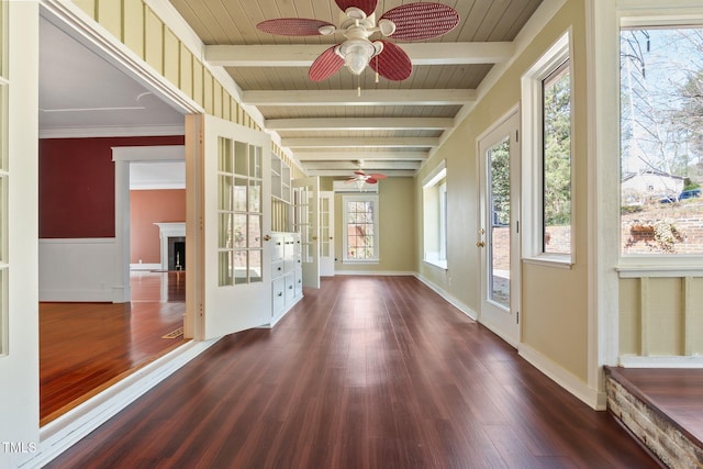 1302 Hermitage Rd, Sanford, NC 27330 - unfurnished sunroom featuring beam ceiling
