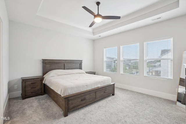 5616 Horsewalk Cir, Raleigh, NC 27606 - bedroom featuring carpet, visible vents, baseboards, and a raised ceiling