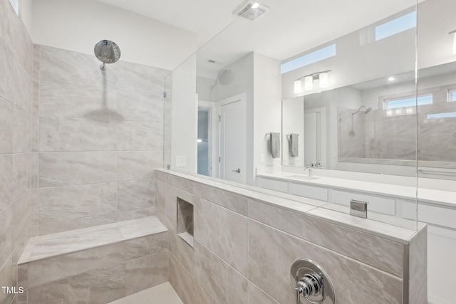 5616 Horsewalk Cir, Raleigh, NC 27606 - full bath with visible vents, walk in shower, and vanity
