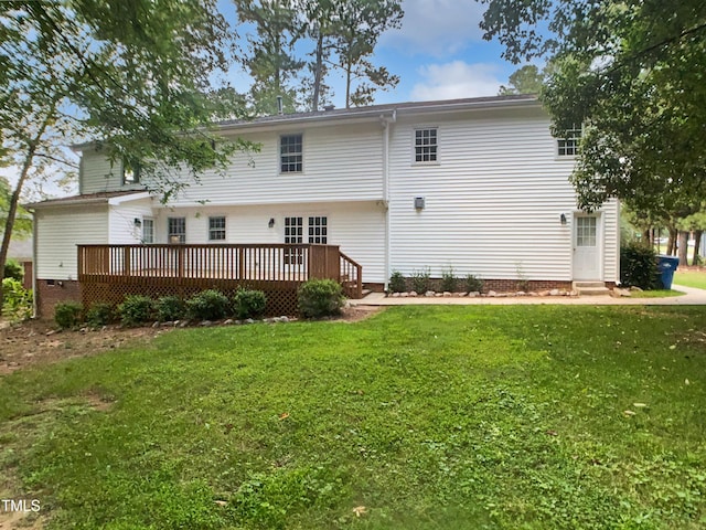 4601 Pemberton Dr, Raleigh, NC 27609 - rear view of property featuring a deck and a lawn