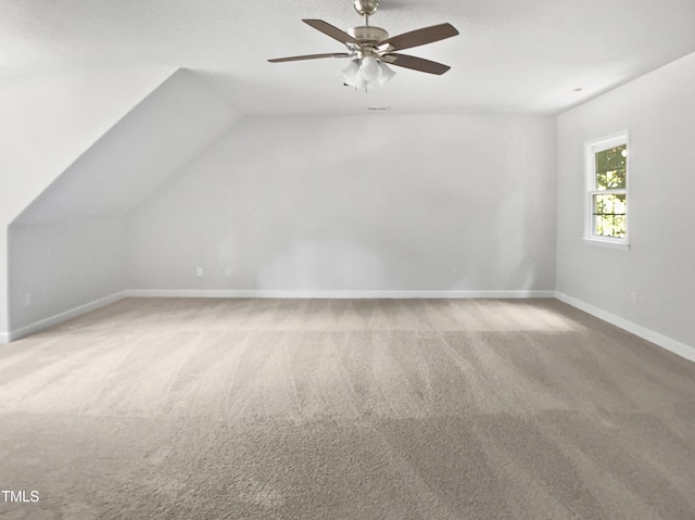 4601 Pemberton Dr, Raleigh, NC 27609 - additional living space featuring carpet floors, ceiling fan, and lofted ceiling
