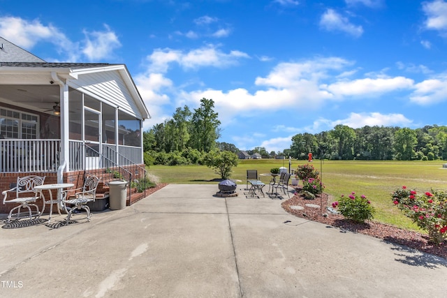 5595 Godwin Lake Rd, Benson, NC 27504 - view of patio / terrace featuring ceiling fan and a sunroom