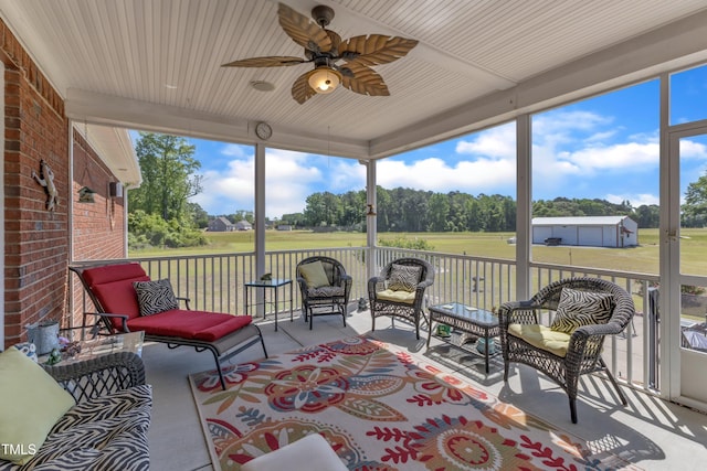 5595 Godwin Lake Rd, Benson, NC 27504 - sunroom featuring a healthy amount of sunlight and ceiling fan