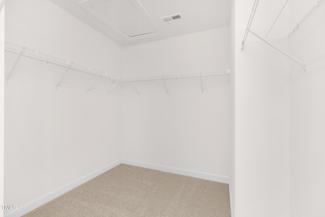 111 Silver Moon Ln Unit 121, Clayton, NC 27527 - spacious closet featuring visible vents, attic access, and light colored carpet