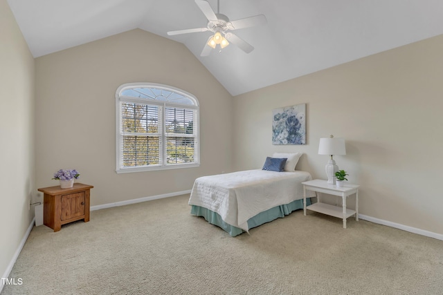 9005 River Estates Dr, Knightdale, NC 27545 - carpeted bedroom featuring a ceiling fan, baseboards, and lofted ceiling