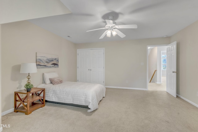 9005 River Estates Dr, Knightdale, NC 27545 - carpeted bedroom featuring baseboards, a ceiling fan, visible vents, and a closet