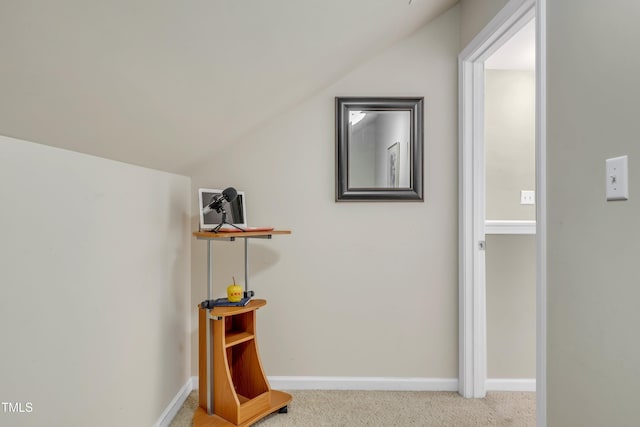 9005 River Estates Dr, Knightdale, NC 27545 - hall with carpet flooring, baseboards, and lofted ceiling